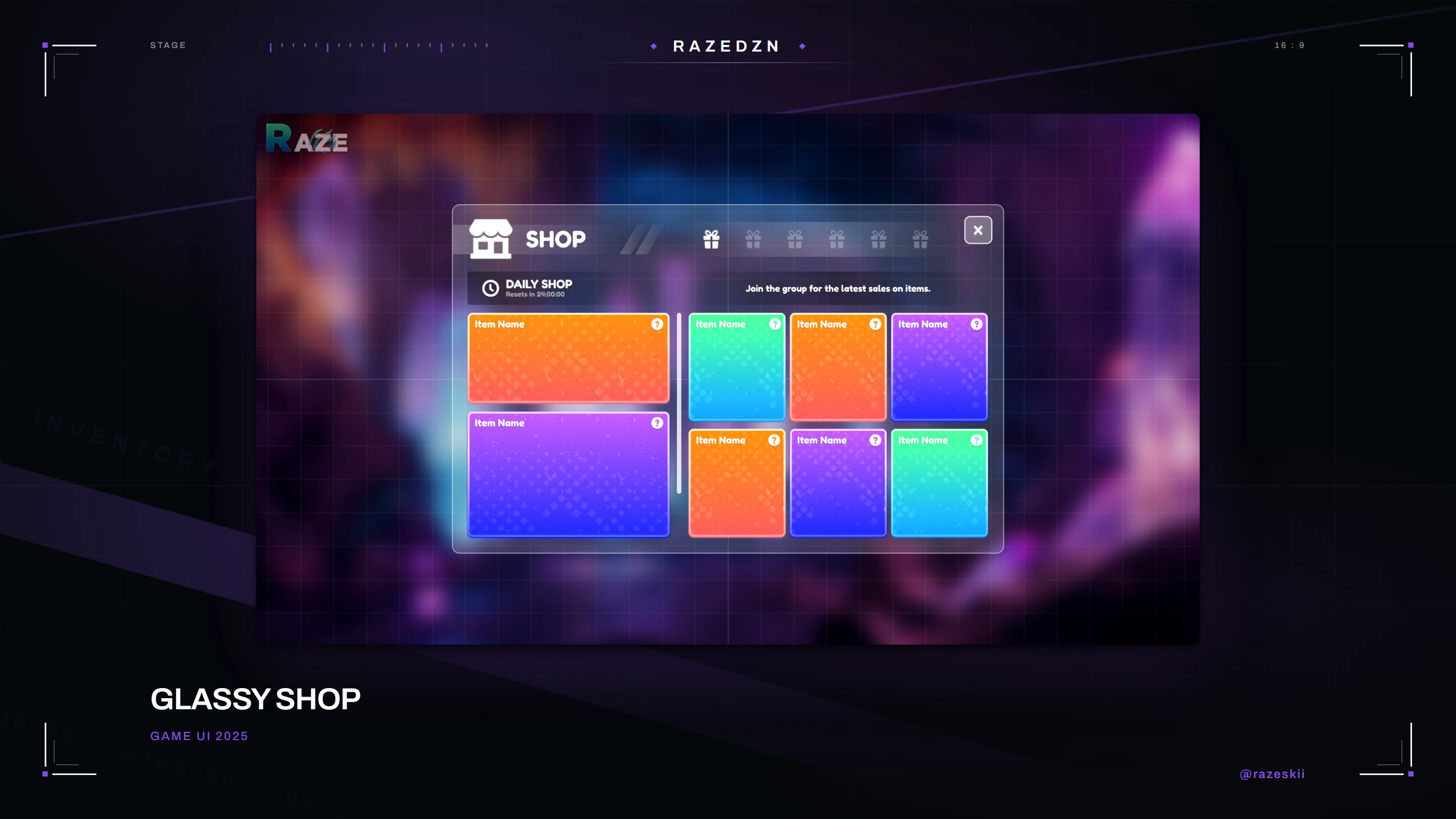 Glassy Shop — interface