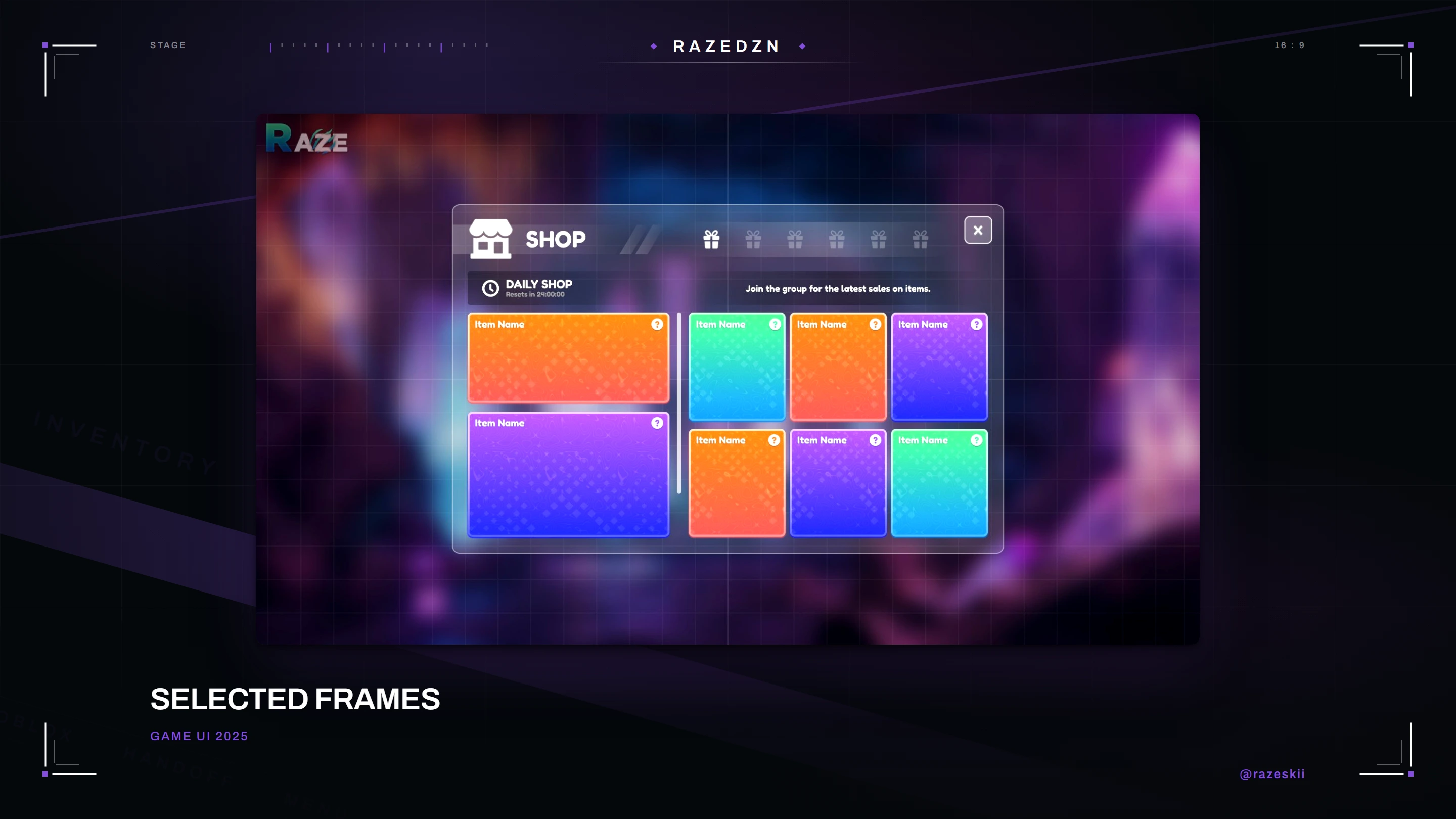 Selected Frames — interface