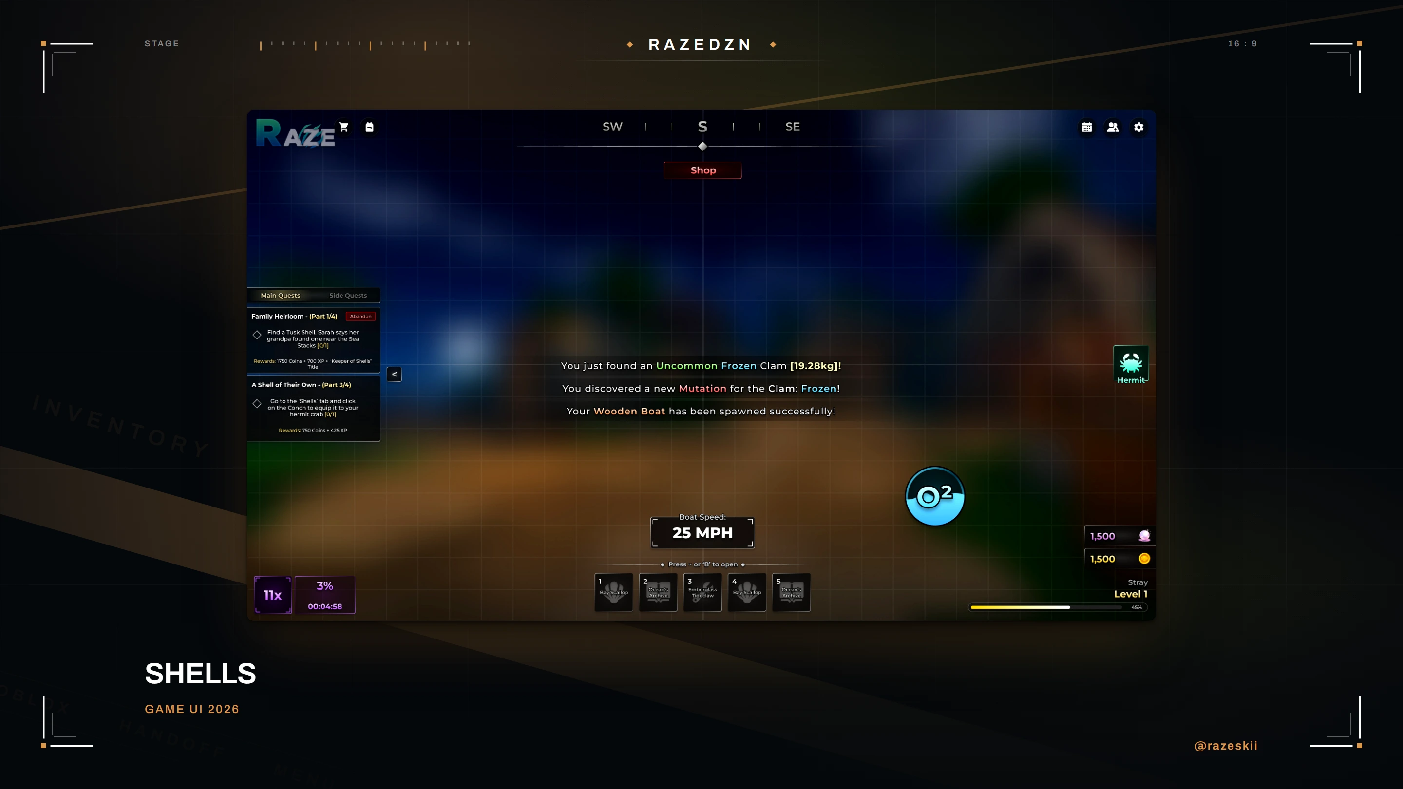 Shells — heads-up display